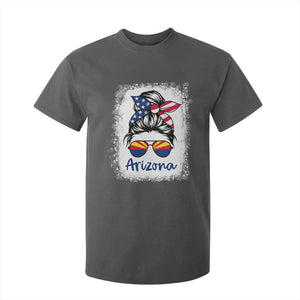 Arizona American Flag Messy Bun Pride T Shirt For Kid TS14 Dark Heather Print Your Wear