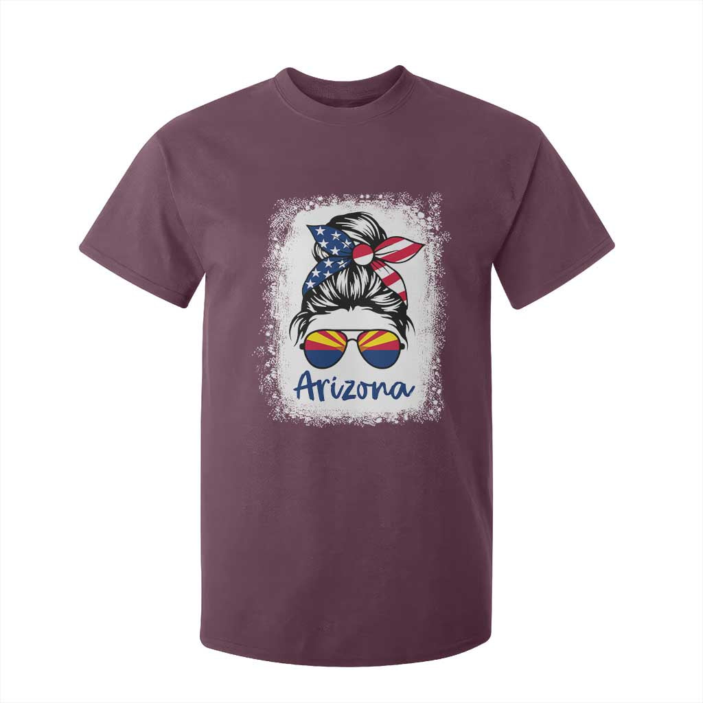Arizona American Flag Messy Bun Pride T Shirt For Kid TS14 Maroon Print Your Wear