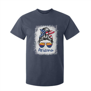 Arizona American Flag Messy Bun Pride T Shirt For Kid TS14 Navy Print Your Wear