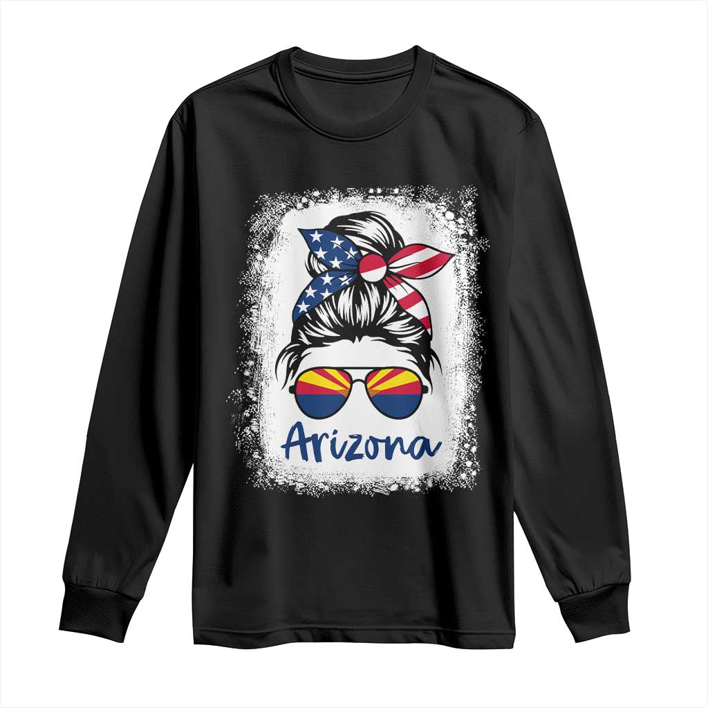 Arizona American Flag Messy Bun Pride Long Sleeve Shirt TS14 Black Print Your Wear