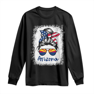 Arizona American Flag Messy Bun Pride Long Sleeve Shirt TS14 Black Print Your Wear