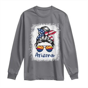 Arizona American Flag Messy Bun Pride Long Sleeve Shirt TS14 Charcoal Print Your Wear