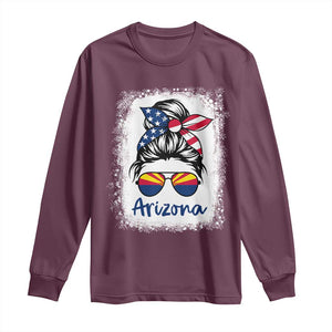 Arizona American Flag Messy Bun Pride Long Sleeve Shirt TS14 Maroon Print Your Wear