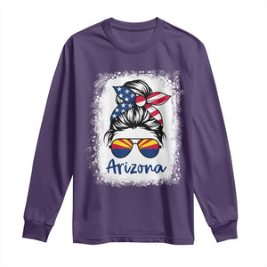 Arizona American Flag Messy Bun Pride Long Sleeve Shirt TS14 Purple Print Your Wear