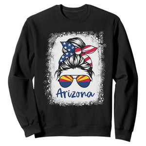 Arizona American Flag Messy Bun Pride Sweatshirt TS14 Black Print Your Wear