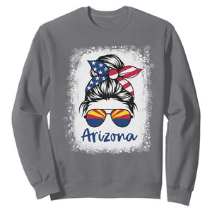 Arizona American Flag Messy Bun Pride Sweatshirt TS14 Charcoal Print Your Wear