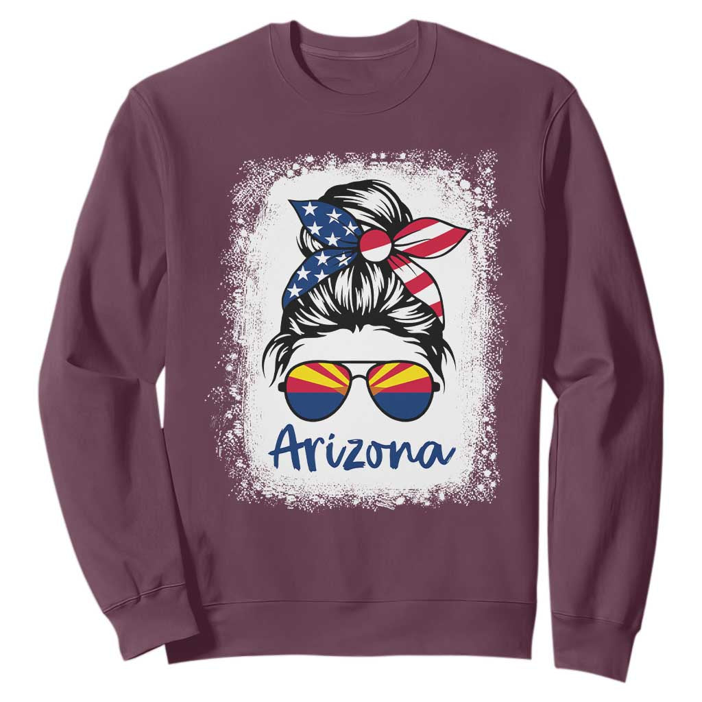 Arizona American Flag Messy Bun Pride Sweatshirt TS14 Maroon Print Your Wear