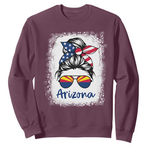 Arizona American Flag Messy Bun Pride Sweatshirt TS14 Maroon Print Your Wear