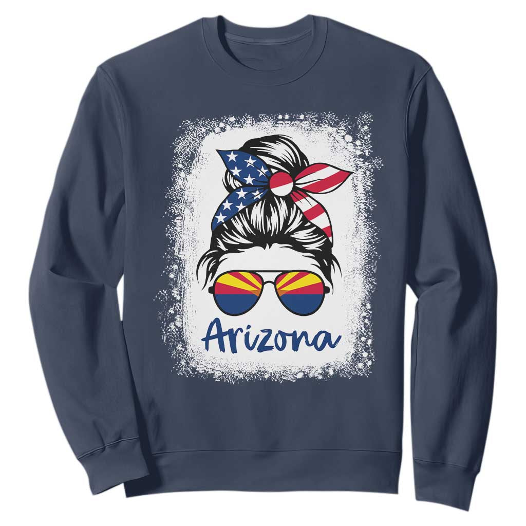 Arizona American Flag Messy Bun Pride Sweatshirt TS14 Navy Print Your Wear