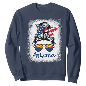 Arizona American Flag Messy Bun Pride Sweatshirt TS14 Navy Print Your Wear
