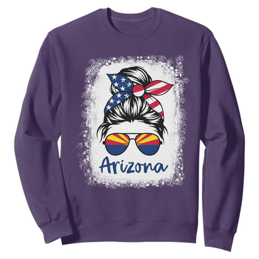 Arizona American Flag Messy Bun Pride Sweatshirt TS14 Purple Print Your Wear