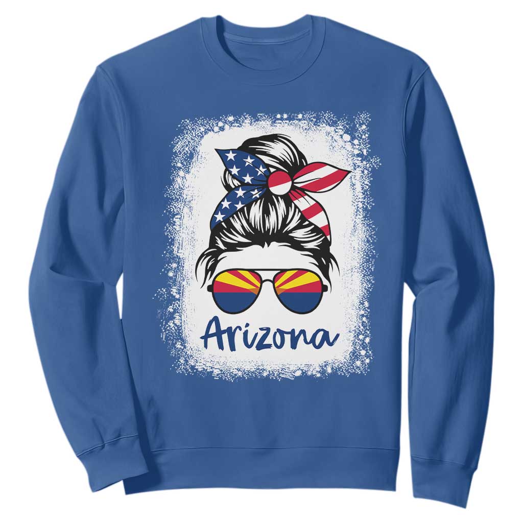 Arizona American Flag Messy Bun Pride Sweatshirt TS14 Royal Blue Print Your Wear
