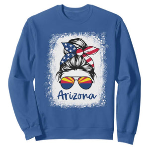 Arizona American Flag Messy Bun Pride Sweatshirt TS14 Royal Blue Print Your Wear