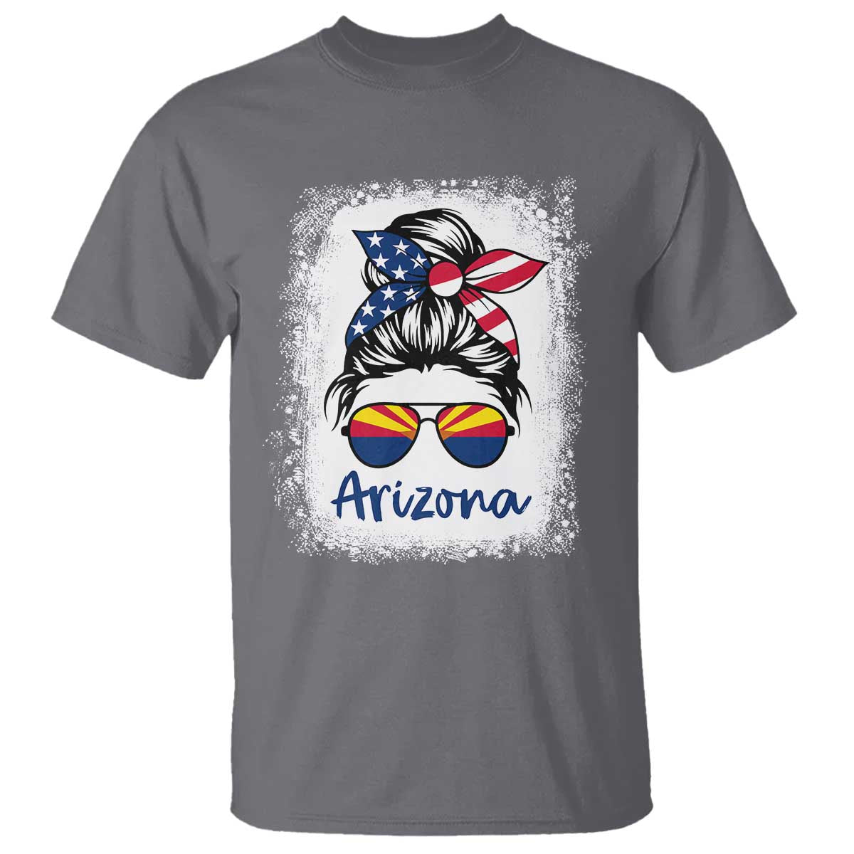 Arizona American Flag Messy Bun Pride T Shirt TS14 Charcoal Print Your Wear