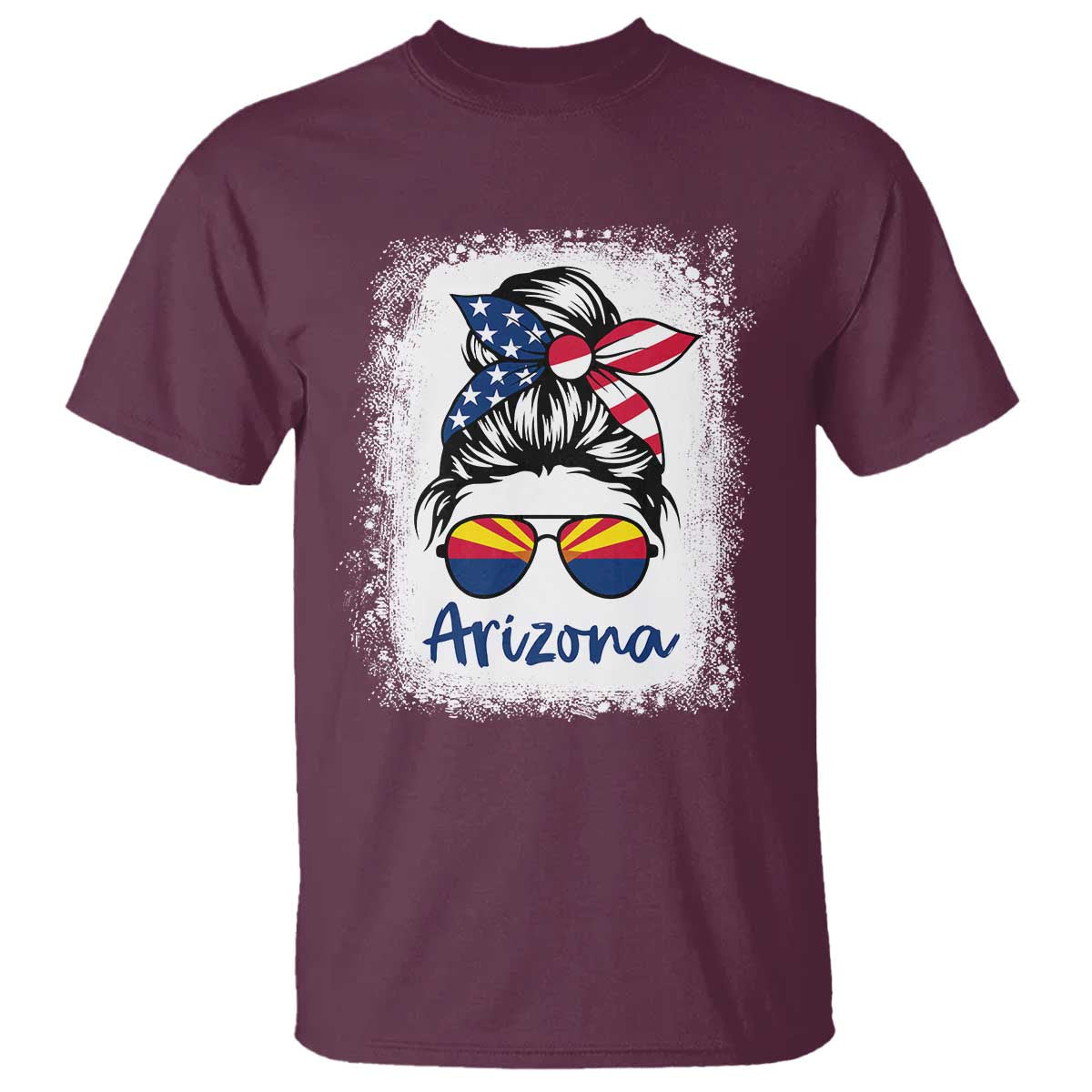 Arizona American Flag Messy Bun Pride T Shirt TS14 Maroon Print Your Wear