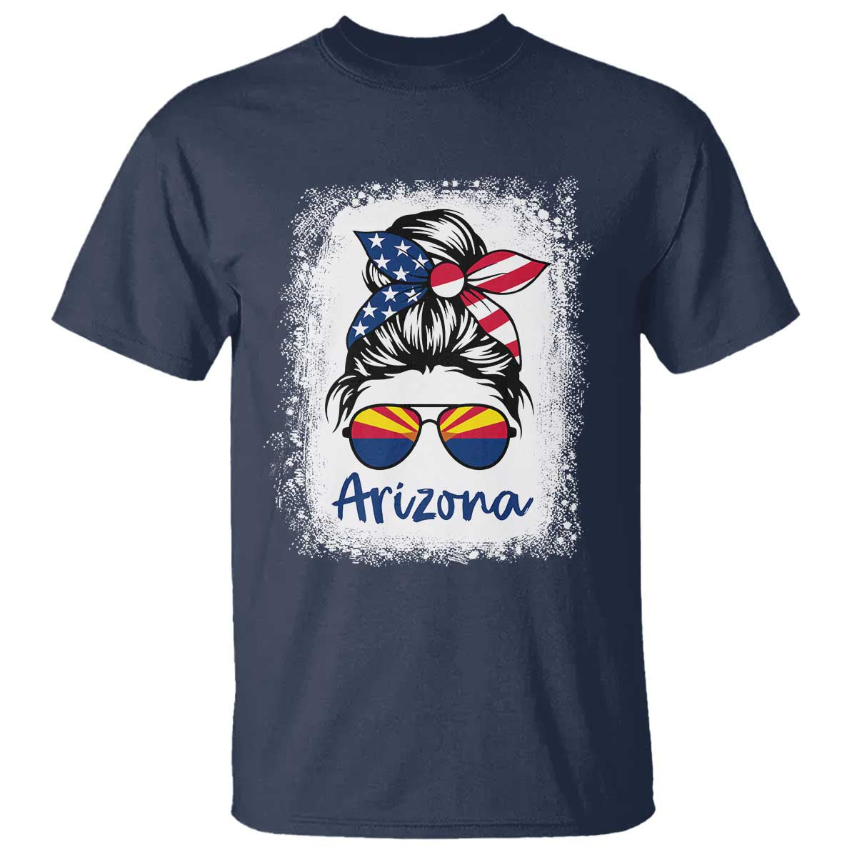 Arizona American Flag Messy Bun Pride T Shirt TS14 Navy Print Your Wear