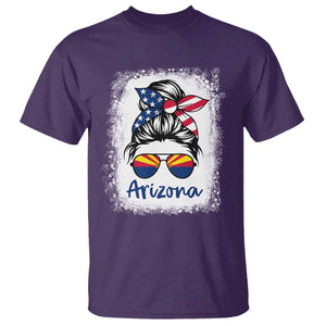 Arizona American Flag Messy Bun Pride T Shirt TS14 Purple Print Your Wear
