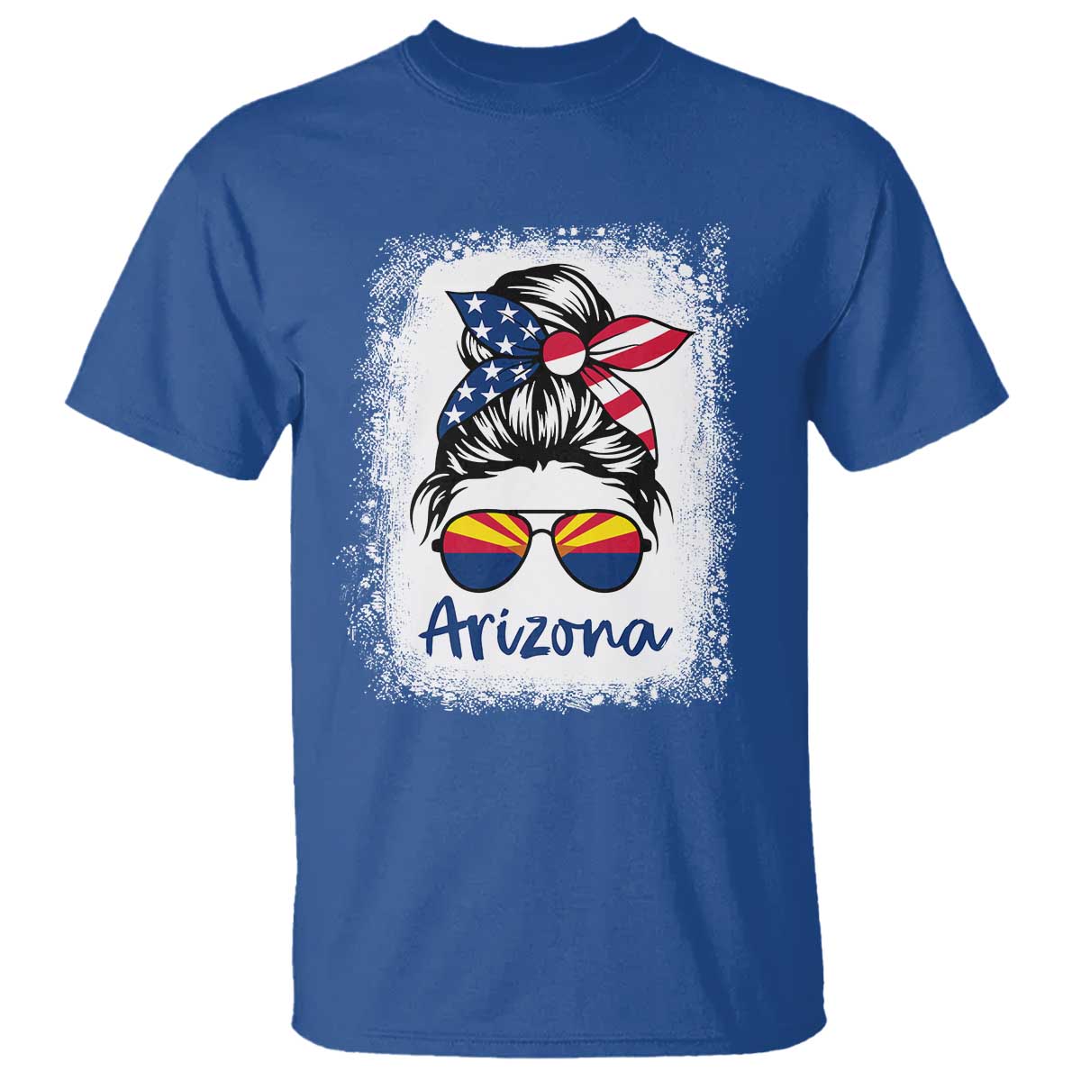 Arizona American Flag Messy Bun Pride T Shirt TS14 Royal Blue Print Your Wear