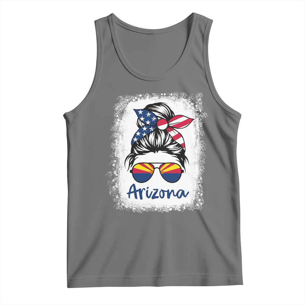 Arizona American Flag Messy Bun Pride Tank Top TS14 Black Heather Print Your Wear