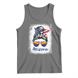 Arizona American Flag Messy Bun Pride Tank Top TS14 Black Heather Print Your Wear