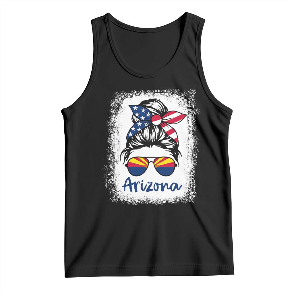 Arizona American Flag Messy Bun Pride Tank Top TS14 Black Print Your Wear