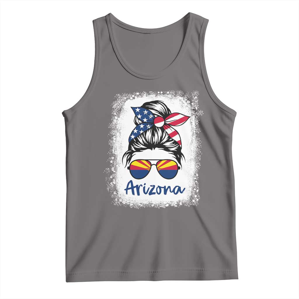 Arizona American Flag Messy Bun Pride Tank Top TS14 Deep Heather Print Your Wear