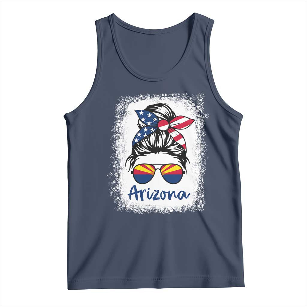 Arizona American Flag Messy Bun Pride Tank Top TS14 Navy Print Your Wear
