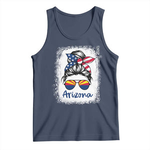 Arizona American Flag Messy Bun Pride Tank Top TS14 Navy Print Your Wear