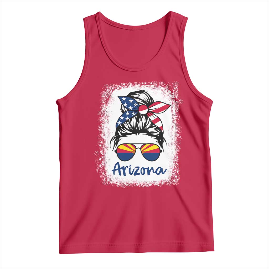 Arizona American Flag Messy Bun Pride Tank Top TS14 Red Print Your Wear