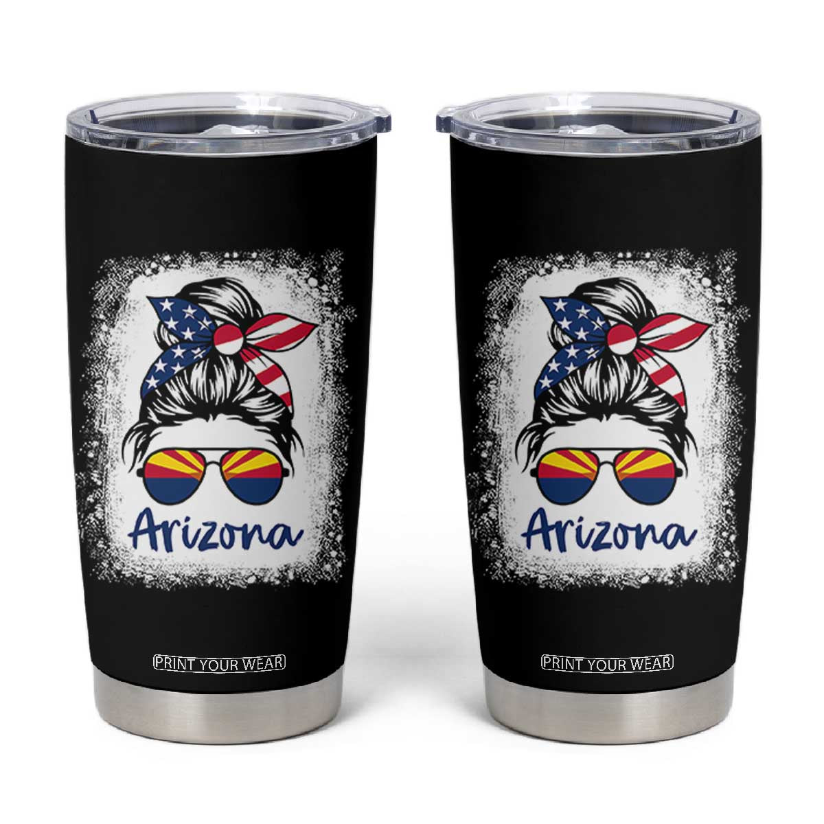 Arizona American Flag Messy Bun Pride Tumbler Cup TS14 Black Print Your Wear