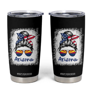 Arizona American Flag Messy Bun Pride Tumbler Cup TS14 Black Print Your Wear