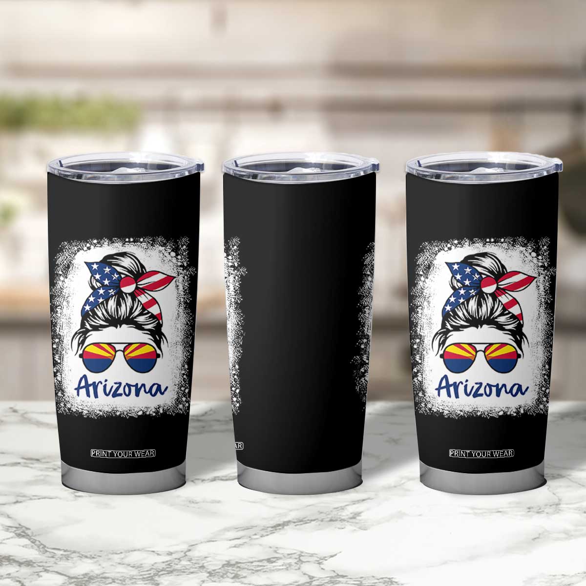 Arizona American Flag Messy Bun Pride Tumbler Cup TS14 Print Your Wear