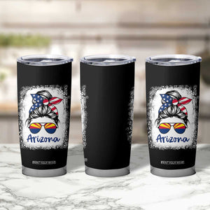 Arizona American Flag Messy Bun Pride Tumbler Cup TS14 Print Your Wear