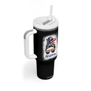 Arizona American Flag Messy Bun Pride Tumbler With Handle TS14 Print Your Wear