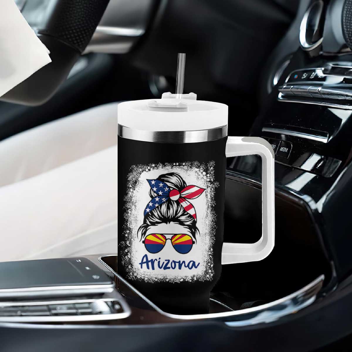 Arizona American Flag Messy Bun Pride Tumbler With Handle TS14 Print Your Wear