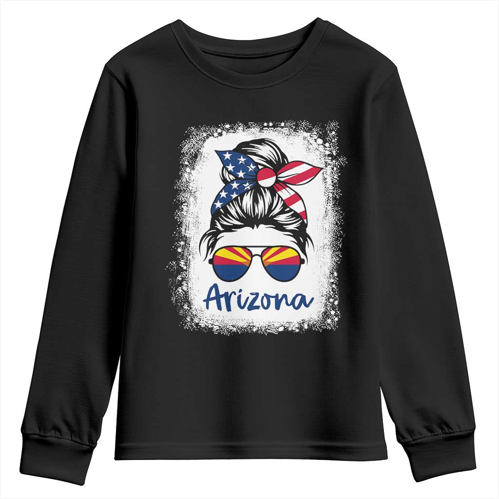 Arizona American Flag Messy Bun Pride Youth Sweatshirt TS14 Black Print Your Wear