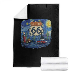 Route Highway 66 Road Sign Distressed Road Trip Starry Night Throw Blanket TS14 Black Print Your Wear