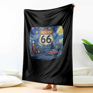 Route Highway 66 Road Sign Distressed Road Trip Starry Night Throw Blanket TS14 Print Your Wear