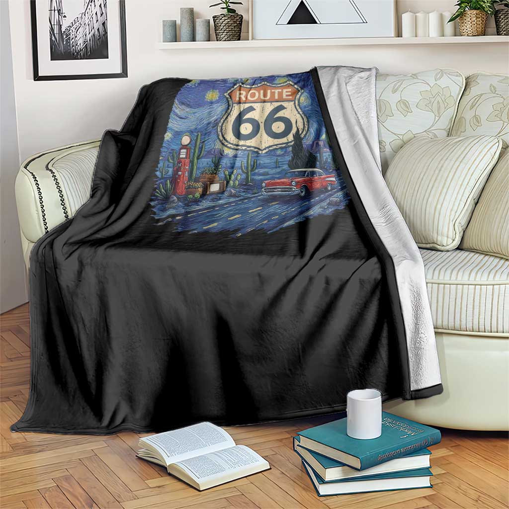 Route Highway 66 Road Sign Distressed Road Trip Starry Night Throw Blanket TS14 Print Your Wear