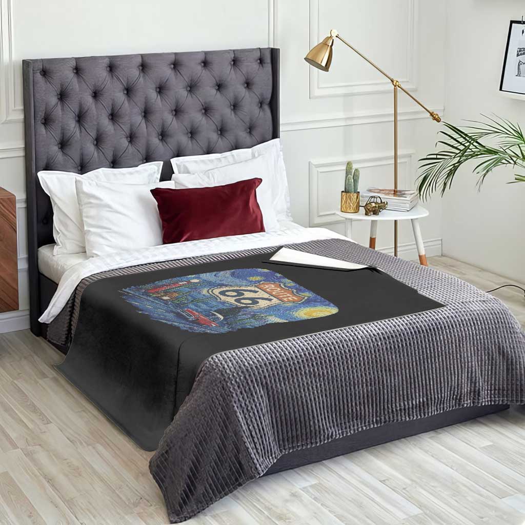 Route Highway 66 Road Sign Distressed Road Trip Starry Night Throw Blanket TS14 Print Your Wear