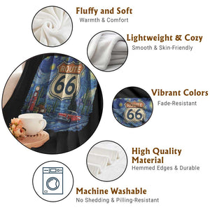 Route Highway 66 Road Sign Distressed Road Trip Starry Night Throw Blanket TS14 Print Your Wear