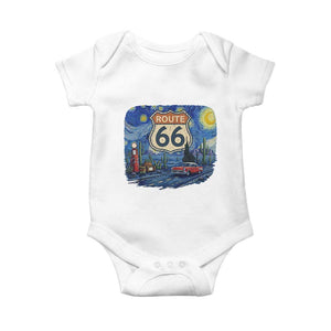 Route Highway 66 Road Sign Distressed Road Trip Starry Night Baby Onesie TS14 White Print Your Wear
