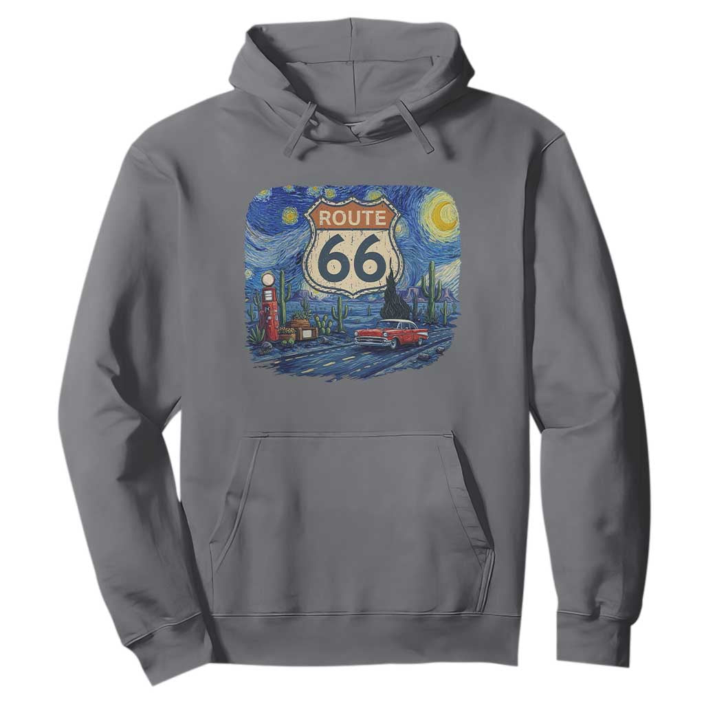 Route Highway 66 Road Sign Distressed Road Trip Starry Night Hoodie TS14 Charcoal Print Your Wear