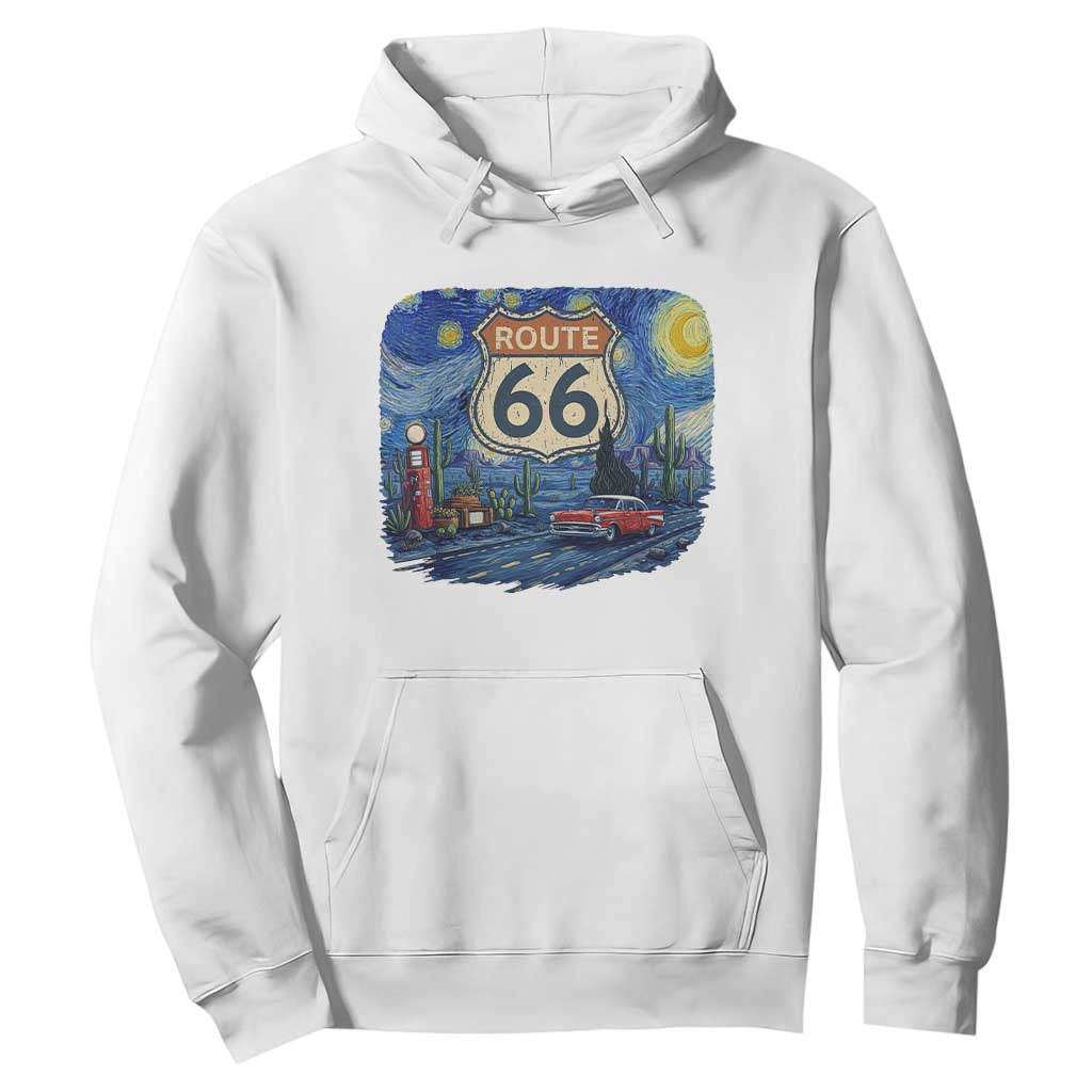 Route Highway 66 Road Sign Distressed Road Trip Starry Night Hoodie TS14 White Print Your Wear