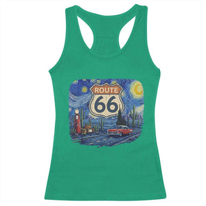 Route Highway 66 Road Sign Distressed Road Trip Starry Night Racerback Tank Top TS14 Irish Green Print Your Wear