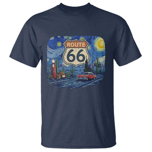 Route Highway 66 Road Sign Distressed Road Trip Starry Night T Shirt TS14 Navy Print Your Wear