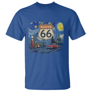 Route Highway 66 Road Sign Distressed Road Trip Starry Night T Shirt TS14 Royal Blue Print Your Wear