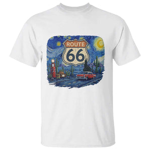 Route Highway 66 Road Sign Distressed Road Trip Starry Night T Shirt TS14 White Print Your Wear