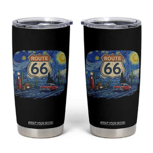 Route Highway 66 Road Sign Distressed Road Trip Starry Night Tumbler Cup TS14 Black Print Your Wear
