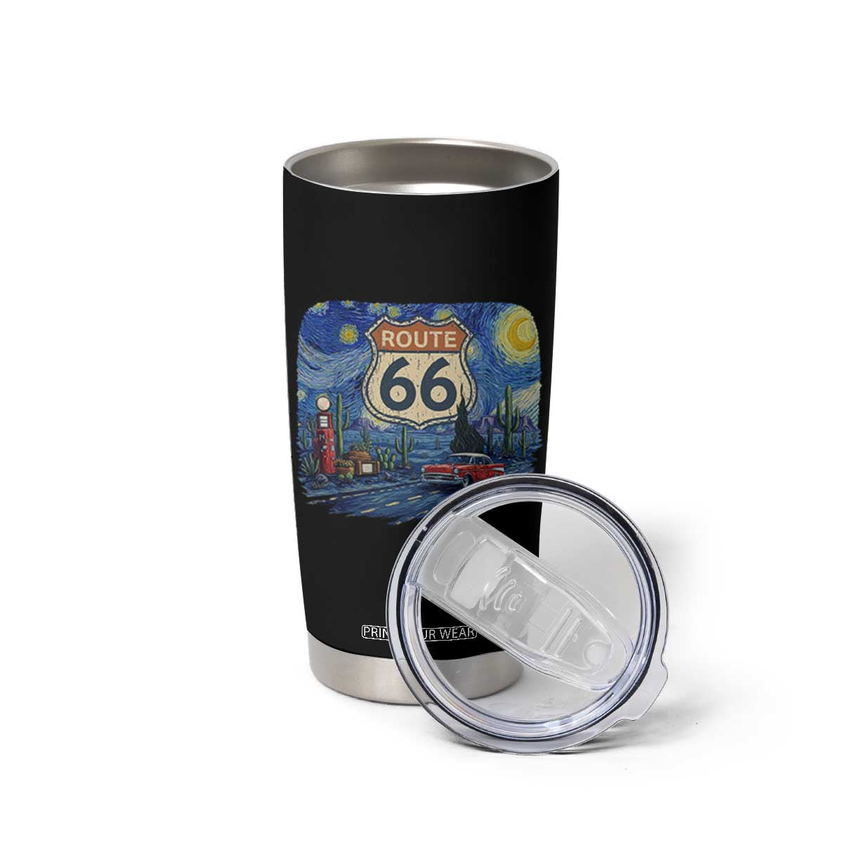 Route Highway 66 Road Sign Distressed Road Trip Starry Night Tumbler Cup TS14 Print Your Wear